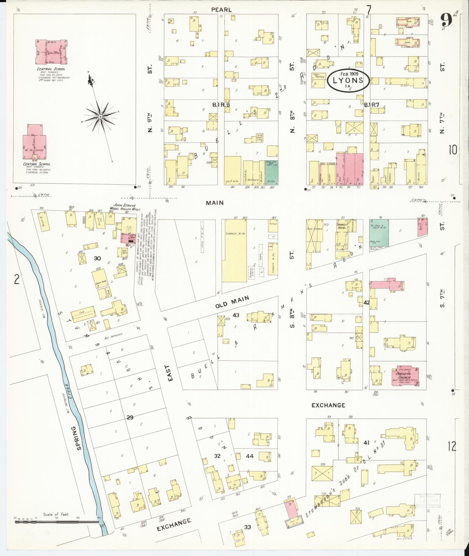 Sanborn Fire Insurance Map from Lyons, Clinton County, Iowa (1909), Sheet #0009 - Historic Sanborn Fire Insurance Map Print