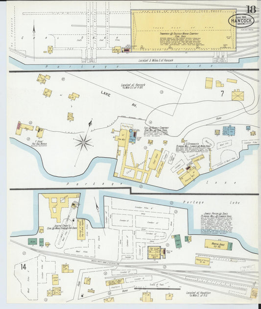 Sanborn Fire Insurance Map from Houghton, Houghton County, Michigan (1900), Sheet #0018 - Historic Sanborn Fire Insurance Map Print, vintage old map wall art, antique decor, genealogy gift, Michigan Michigan map