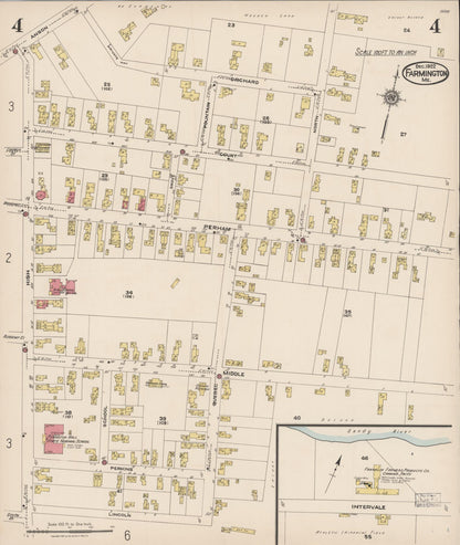 Sanborn Fire Insurance Map from Farmington, Franklin County, Maine (1922), Sheet #0004 - Complete Map Set gallery image, historic Sanborn map, vintage wall art, Maine Maine
