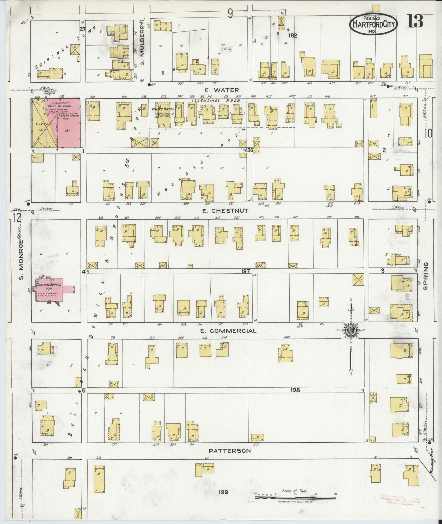 Sanborn Fire Insurance Map from Hartford City, Blackford County, Indiana (1920), Sheet #0013 - Complete Map Set gallery image, historic Sanborn map, vintage wall art, Indiana Indiana