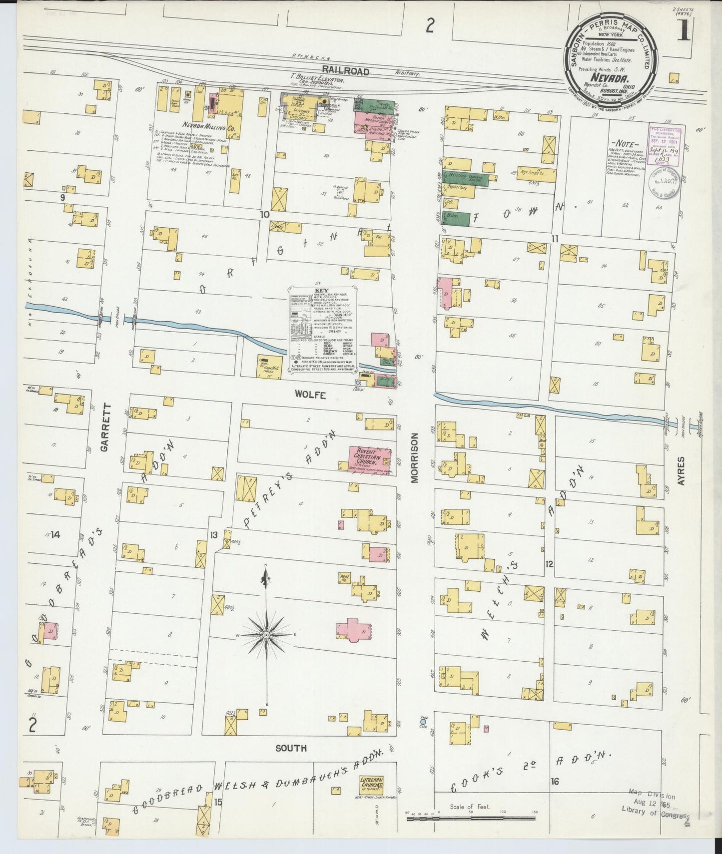 Sanborn Fire Insurance Map from Nevada, Wyandot County, Ohio. (1901) – Historic Sanborn Fire Insurance Map Print