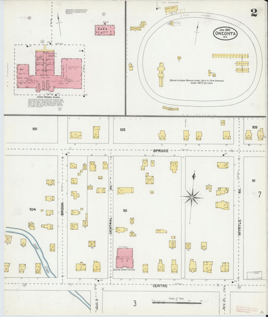 Sanborn Fire Insurance Map from Oneonta, Otsego County, New York (1905), Sheet #0002 - Complete Map Set gallery image, historic Sanborn map, vintage wall art, New York New York