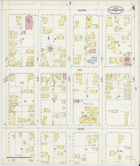 Sanborn Fire Insurance Map from Fernandina, Nassau County, Florida (1897), Sheet #0004 - Historic Sanborn Fire Insurance Map Print, vintage old map wall art, antique decor, genealogy gift, Florida Florida map