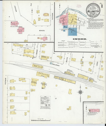 Sanborn Fire Insurance Map from Williamston, Ingham County, Michigan (1910), Sheet #0001 - Historic Sanborn Fire Insurance Map Print, vintage old map wall art, antique decor, genealogy gift, Michigan Michigan map