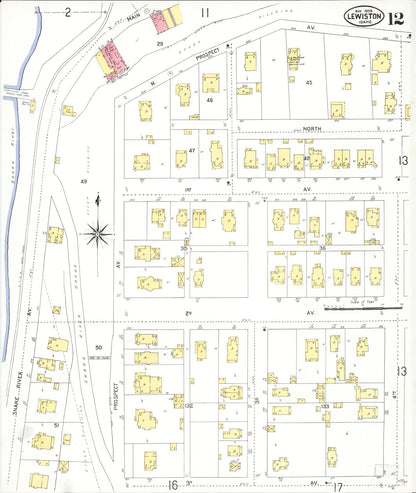 Sanborn Fire Insurance Map from Lewiston, Nez Perce County, Idaho (1909), Sheet #0012 - Complete Map Set gallery image, historic Sanborn map, vintage wall art, Idaho Idaho