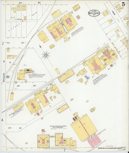 Sanborn Fire Insurance Map from Matthews, Grant County, Indiana (1904), Sheet #0005 - Historic Sanborn Fire Insurance Map Print, vintage old map wall art, antique decor, genealogy gift, Indiana Indiana map