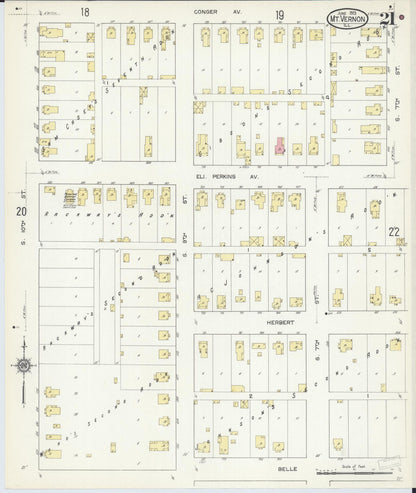 Sanborn Fire Insurance Map from Mount Vernon, Jefferson County, Illinois (1913), Sheet #0021 - Historic Sanborn Fire Insurance Map Print, vintage old map wall art, antique decor, genealogy gift, Illinois Illinois map