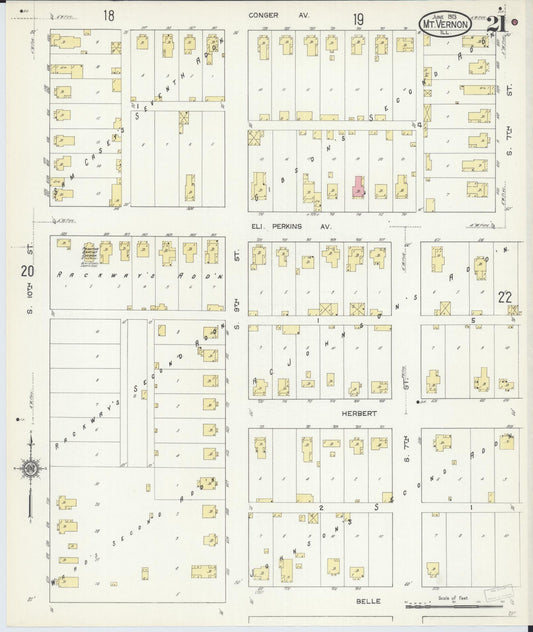 Sanborn Fire Insurance Map from Mount Vernon, Jefferson County, Illinois (1913), Sheet #0021 - Historic Sanborn Fire Insurance Map Print, vintage old map wall art, antique decor, genealogy gift, Illinois Illinois map