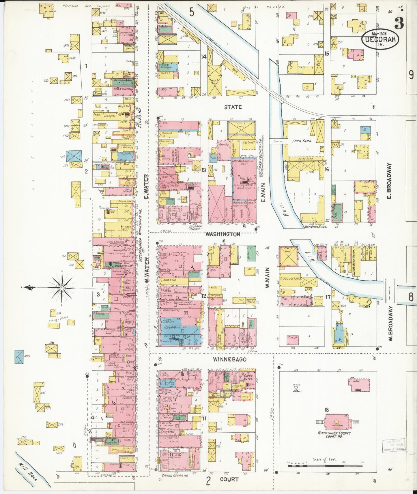 Sanborn Fire Insurance Map from Decorah, Winneshiek County, Iowa (1902), Sheet #0003 - Historic Sanborn Fire Insurance Map Print