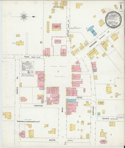 Sanborn Fire Insurance Map from Edgefield, Edgefield County, South Carolina (1899), Sheet #0001 - Complete Map Set gallery image, historic Sanborn map, vintage wall art, South Carolina South Carolina