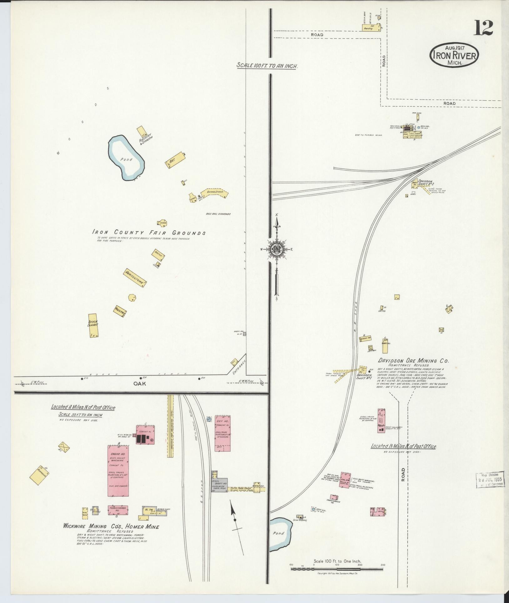 Sanborn Fire Insurance Map from Iron River, Iron County, Michigan (1917), Sheet #0012 - Complete Map Set gallery image, historic Sanborn map, vintage wall art, Michigan Michigan