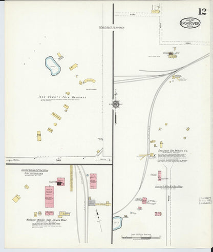 Sanborn Fire Insurance Map from Iron River, Iron County, Michigan (1917), Sheet #0012 - Complete Map Set gallery image, historic Sanborn map, vintage wall art, Michigan Michigan