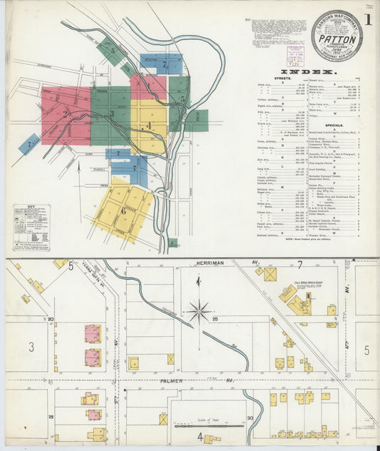 Sanborn Fire Insurance Map from Patton, Cambria County, Pennsylvania (1903), Sheet #0001 - Complete Map Set gallery image, historic Sanborn map, vintage wall art, Pennsylvania Pennsylvania