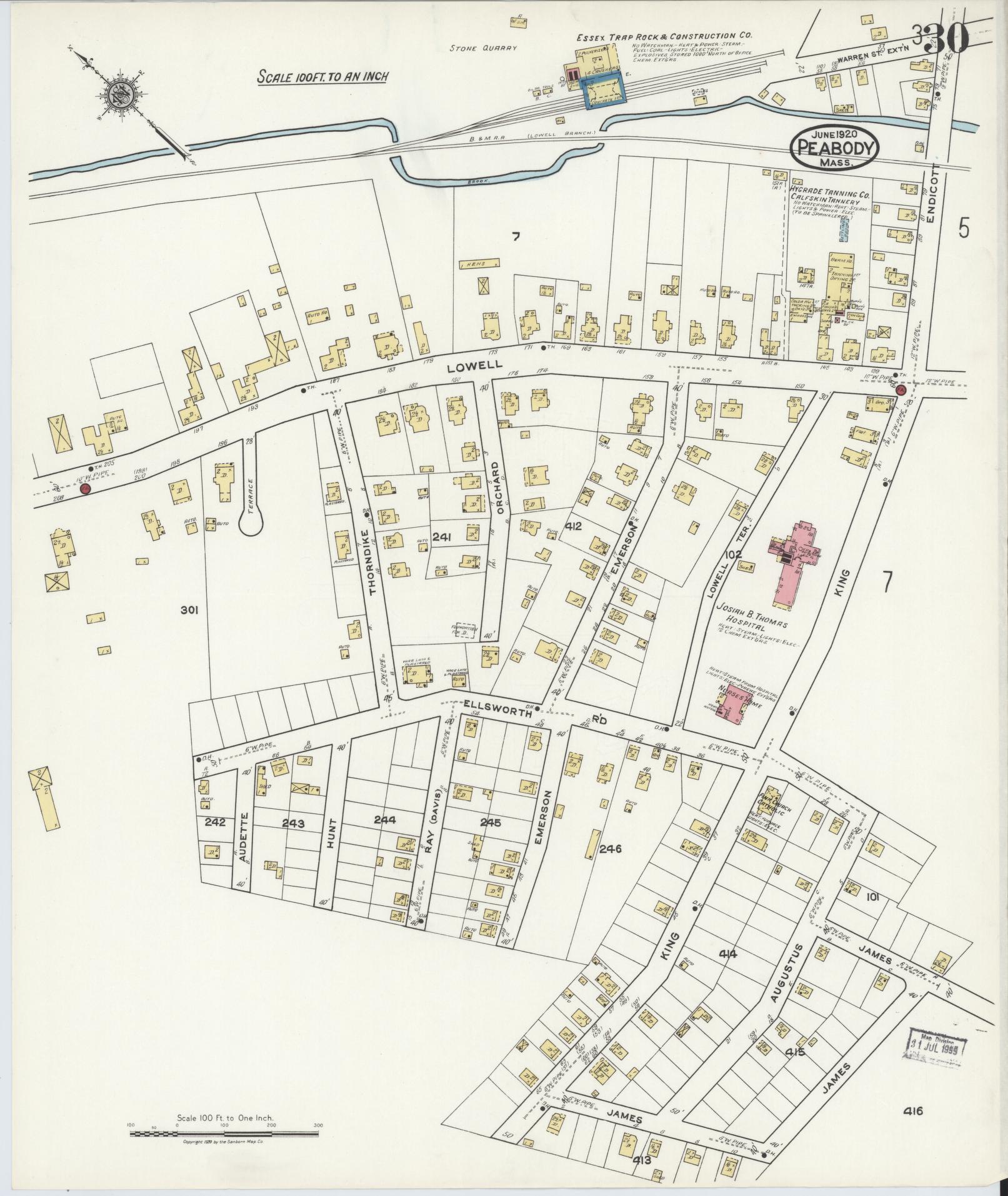 Sanborn Fire Insurance Map from Peabody, Essex County, Massachusetts (1920), Sheet #0030 - Complete Map Set gallery image, historic Sanborn map, vintage wall art, Massachusetts Massachusetts