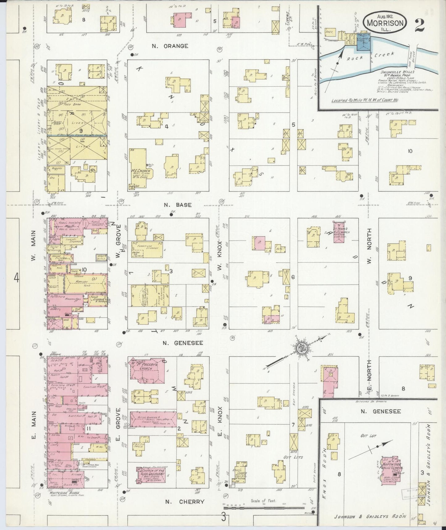 Sanborn Fire Insurance Map from Morrison, Whiteside County, Illinois (1912), Sheet #0002 - Complete Map Set gallery image, historic Sanborn map, vintage wall art, Illinois Illinois