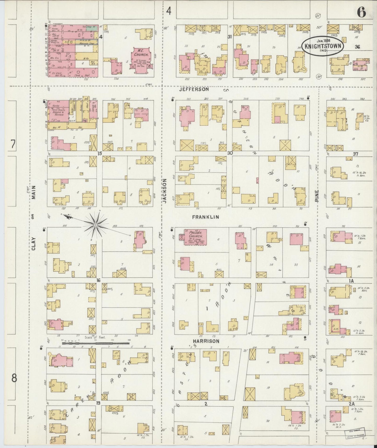 Sanborn Fire Insurance Map from Knightstown, Henry County, Indiana (1898), Sheet #0006 - Complete Map Set gallery image, historic Sanborn map, vintage wall art, Indiana Indiana