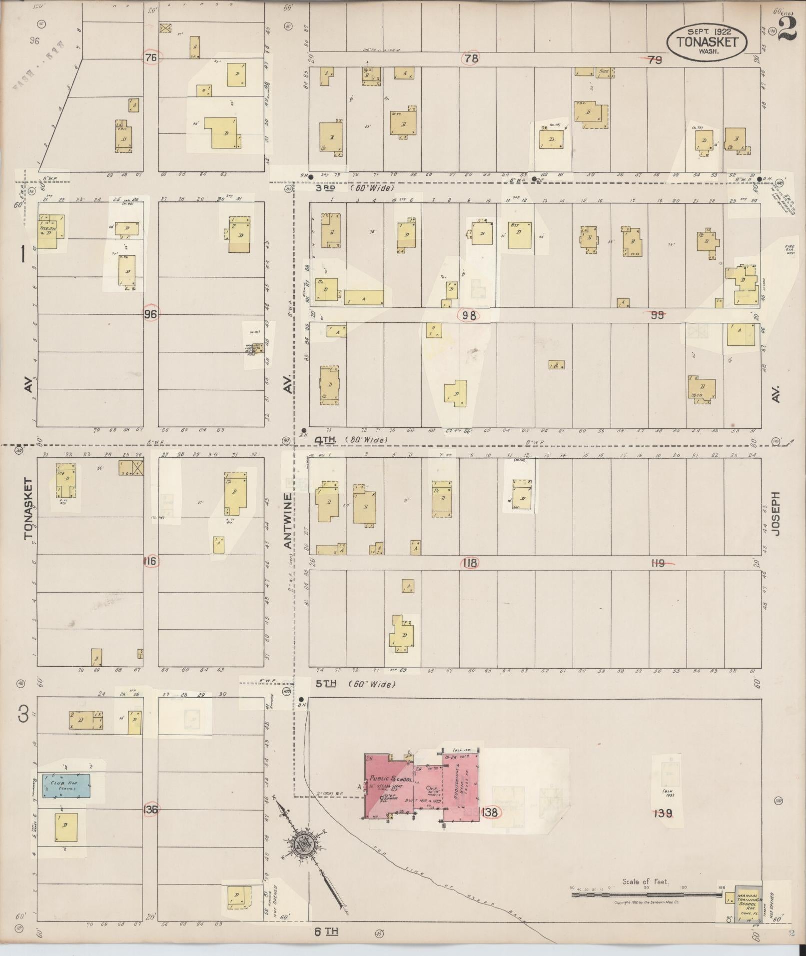 Sanborn Fire Insurance Map from Tonasket, Okanogan County, Washington (1945), Sheet #0002 - Complete Map Set gallery image, historic Sanborn map, vintage wall art, Washington Washington