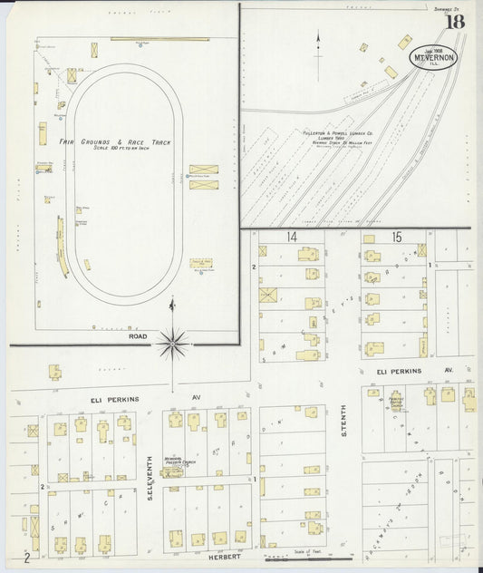 Sanborn Fire Insurance Map from Mount Vernon, Jefferson County, Illinois (1908), Sheet #0018 - Historic Sanborn Fire Insurance Map Print, vintage old map wall art, antique decor, genealogy gift, Illinois Illinois map
