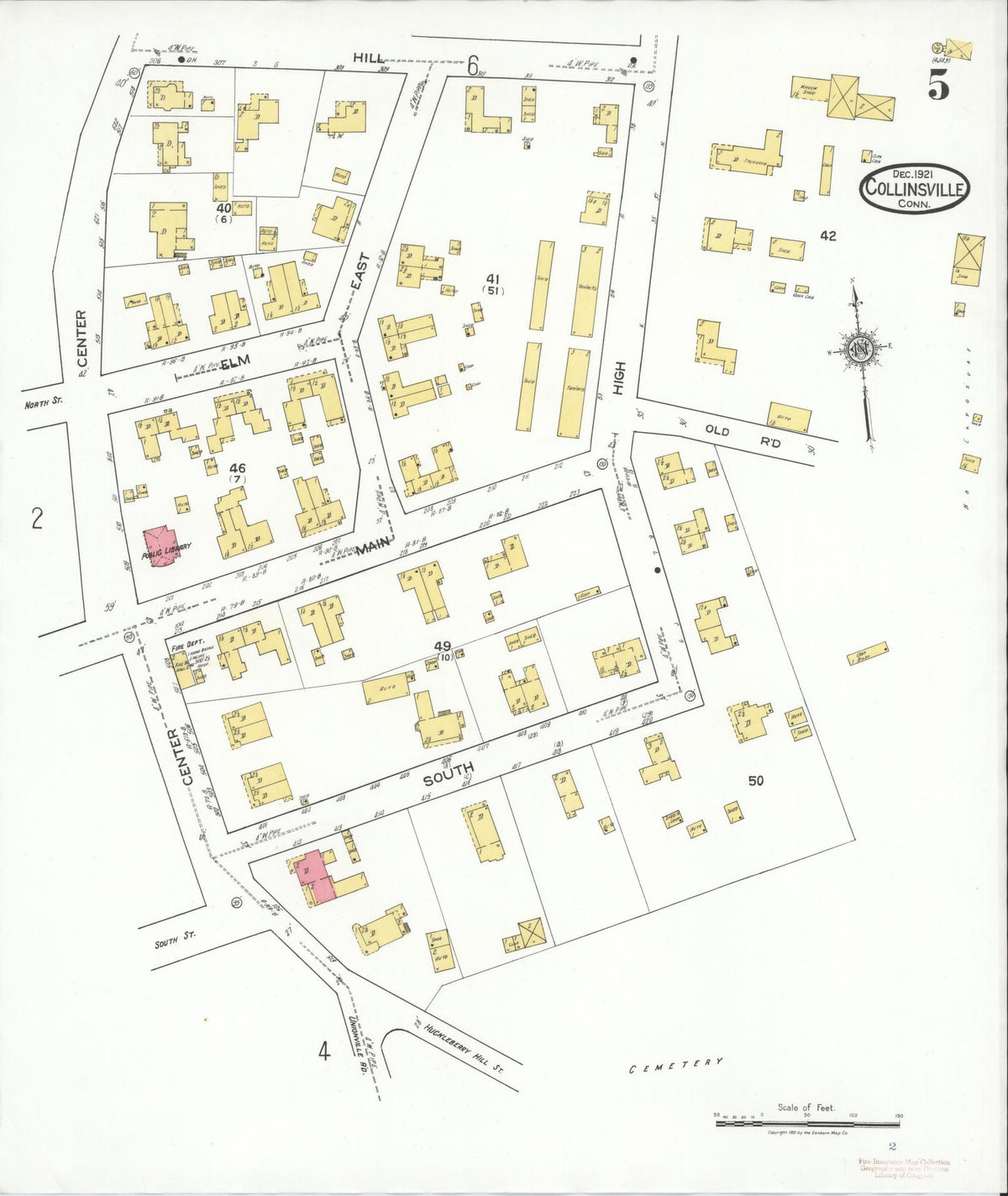 Sanborn Fire Insurance Map from Collinsville, Hartford County, Connecticut (1921), Sheet #0005 - Complete Map Set gallery image, historic Sanborn map, vintage wall art, Connecticut Connecticut