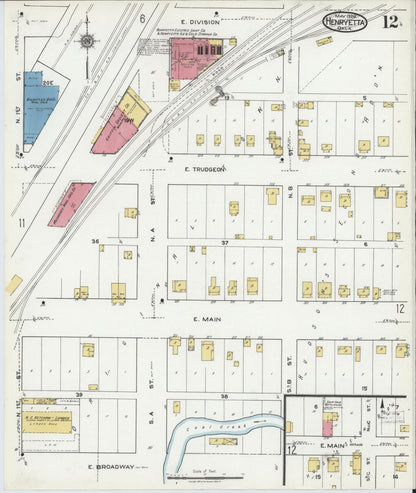 Sanborn Fire Insurance Map from Henryetta, Okmulgee County, Oklahoma (1920), Sheet #0012 - Complete Map Set gallery image, historic Sanborn map, vintage wall art, Oklahoma Oklahoma