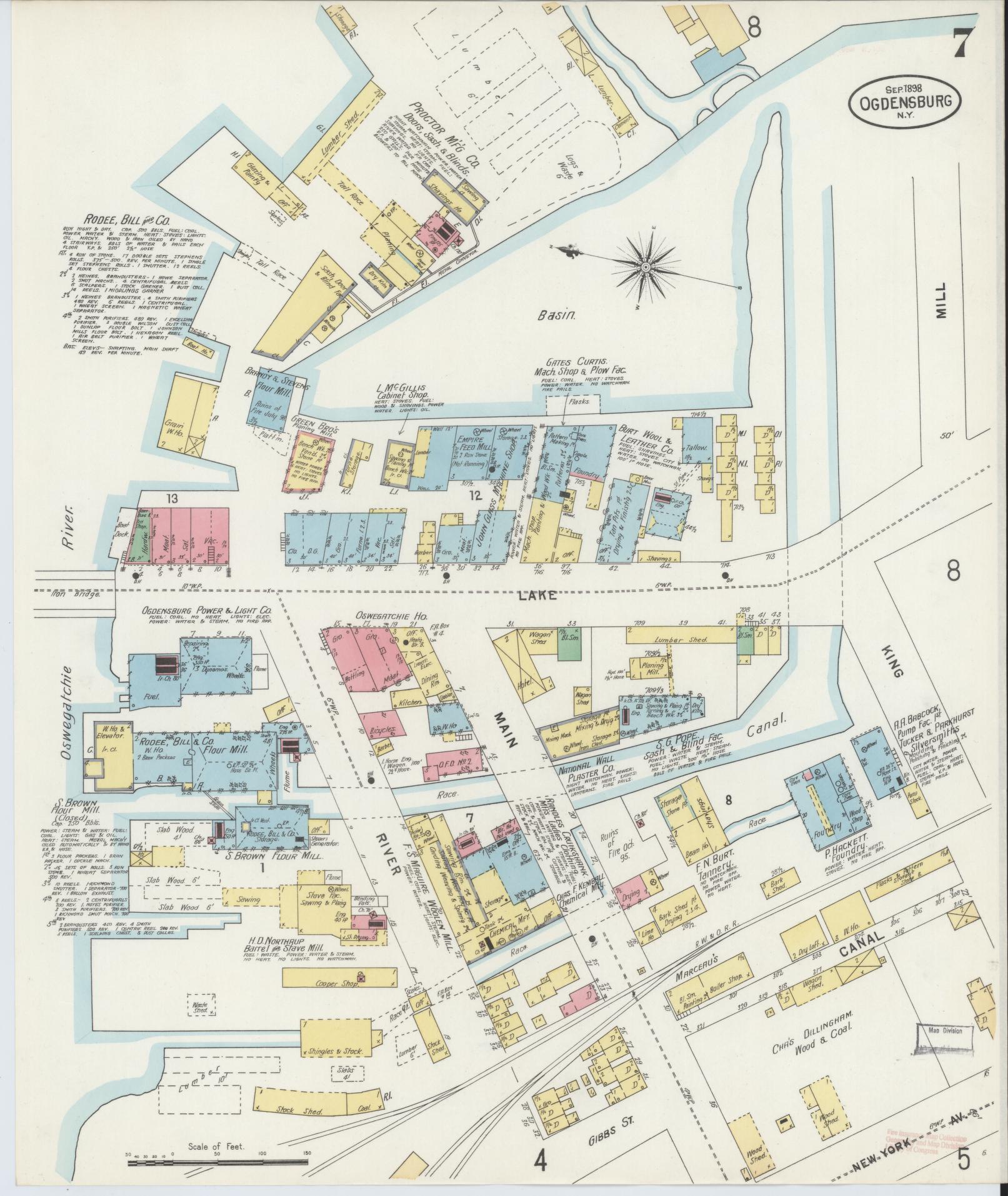 Sanborn Fire Insurance Map from Ogdensburg, St. Lawrence County, New York (1898), Sheet #0007 - Complete Map Set gallery image, historic Sanborn map, vintage wall art, New York New York