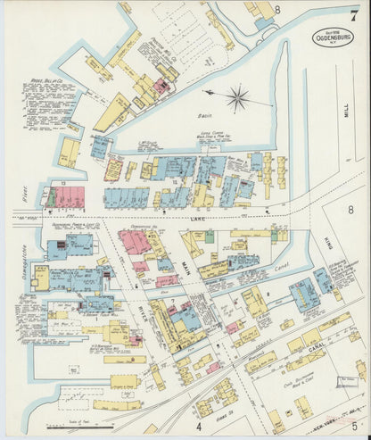 Sanborn Fire Insurance Map from Ogdensburg, St. Lawrence County, New York (1898), Sheet #0007 - Complete Map Set gallery image, historic Sanborn map, vintage wall art, New York New York
