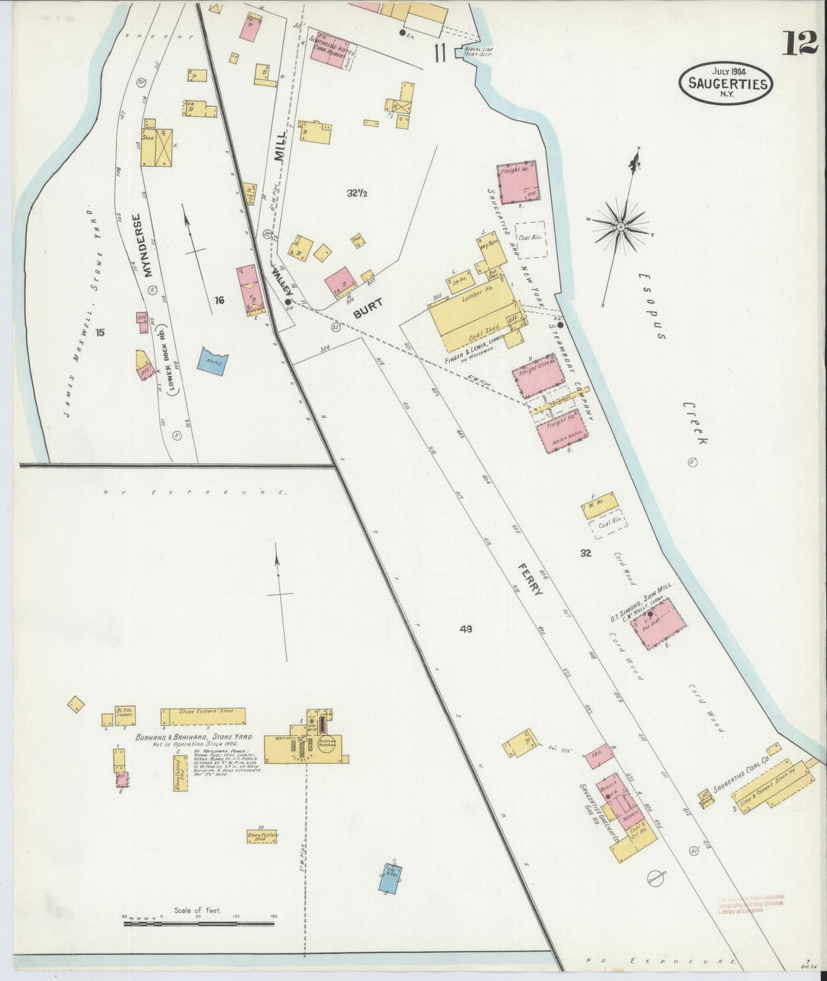 Sanborn Fire Insurance Map from Saugerties, Ulster County, New York (1904), Sheet #0012 - Complete Map Set gallery image, historic Sanborn map, vintage wall art, New York New York