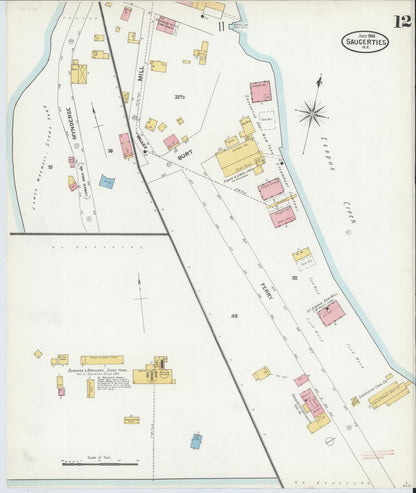 Sanborn Fire Insurance Map from Saugerties, Ulster County, New York (1904), Sheet #0012 - Complete Map Set gallery image, historic Sanborn map, vintage wall art, New York New York