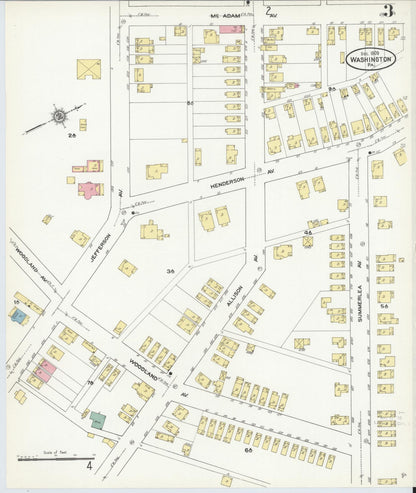 Sanborn Fire Insurance Map from Washington, Washington County, Pennsylvania (1909), Sheet #0003 - Complete Map Set gallery image, historic Sanborn map, vintage wall art, Sanborn Fire Insurance Map from Washington Washington