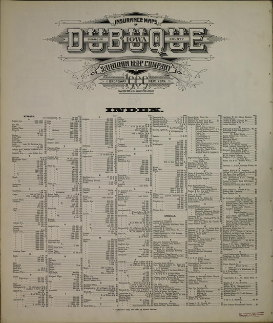 Sanborn Fire Insurance Map from Dubuque, Dubuque County, Iowa (1909), Sheet #0001 - Historic Sanborn Fire Insurance Map Print, vintage old map wall art