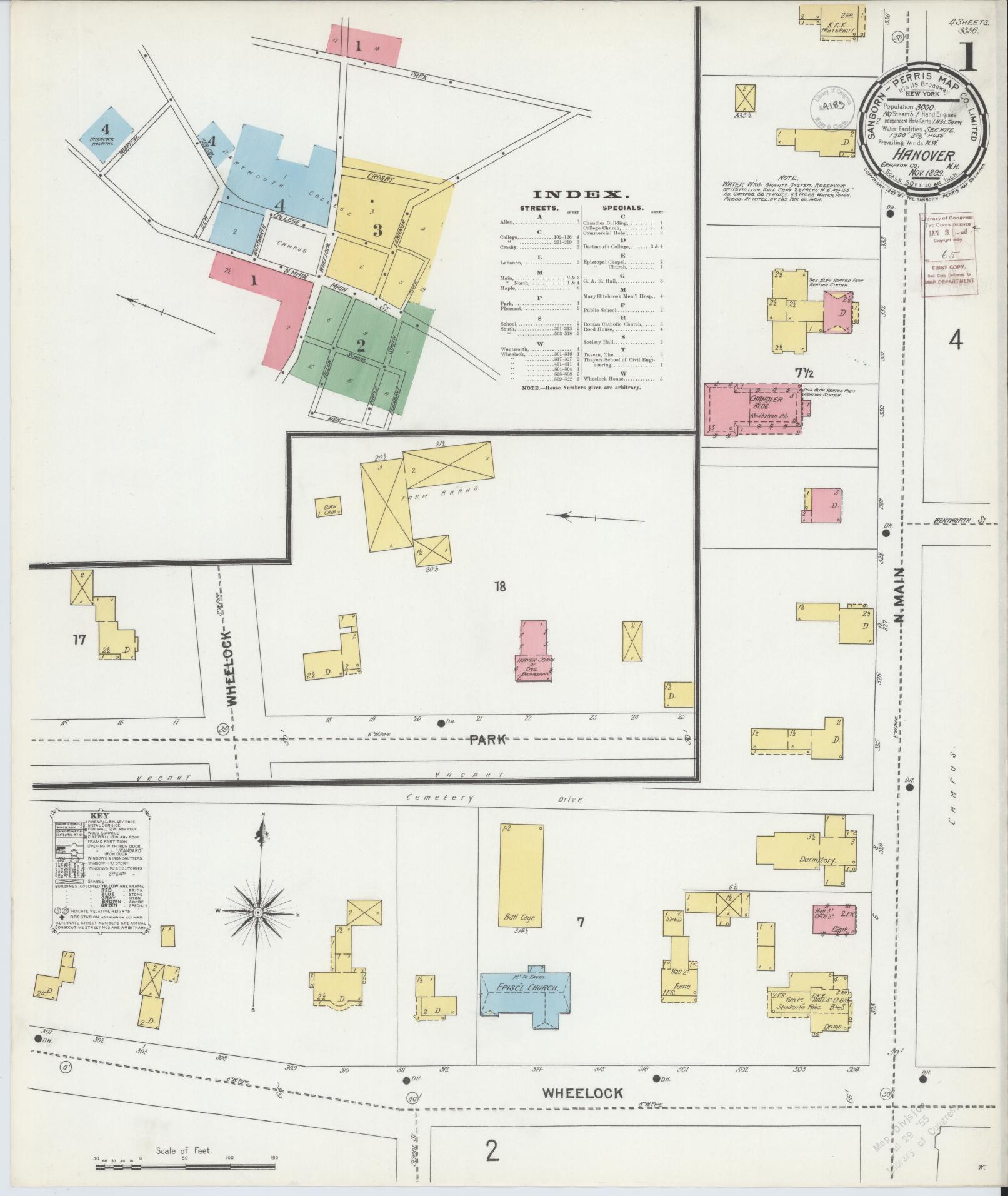 Sanborn Fire Insurance Map from Hanover, Grafton County, New Hampshire. (1899) – Historic Sanborn Fire Insurance Map Print