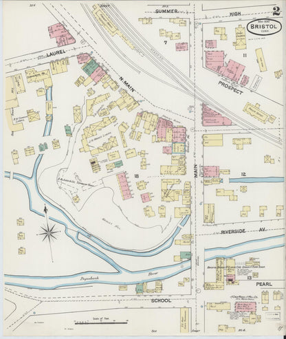Sanborn Fire Insurance Map from Bristol, Hartford County, Connecticut (1890), Sheet #0001 - Complete Map Set gallery image, historic Sanborn map, vintage wall art, Connecticut Connecticut