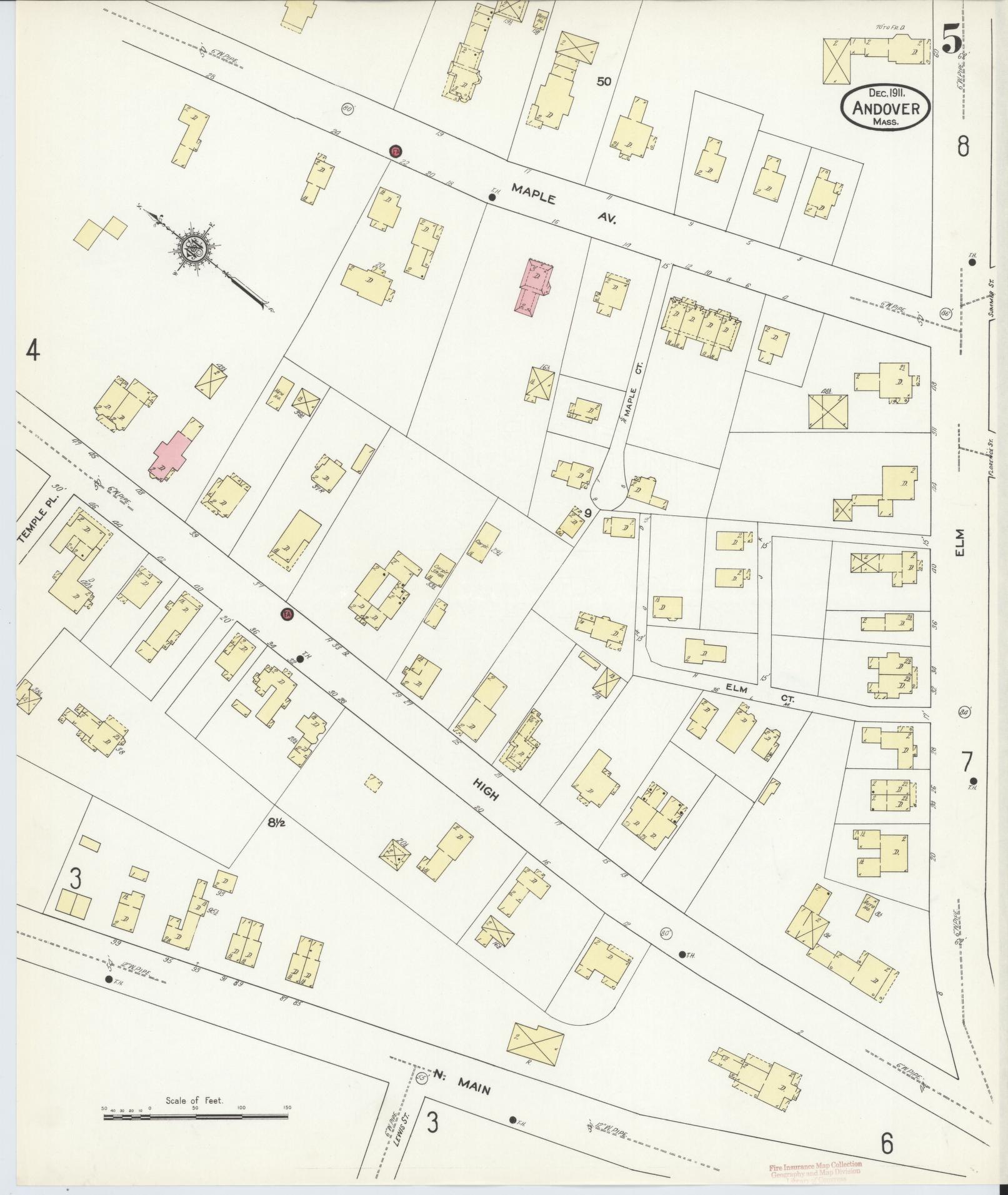Sanborn Fire Insurance Map from Andover, Essex County, Massachusetts (1911), Sheet #0005 - Complete Map Set gallery image, historic Sanborn map, vintage wall art, Massachusetts Massachusetts
