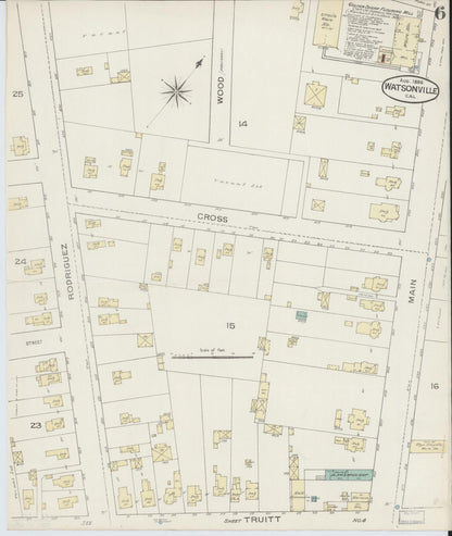 Sanborn Fire Insurance Map from Watsonville, Santa Cruz County, California (1886), Sheet #0006 - Complete Map Set gallery image, historic Sanborn map, vintage wall art, California California