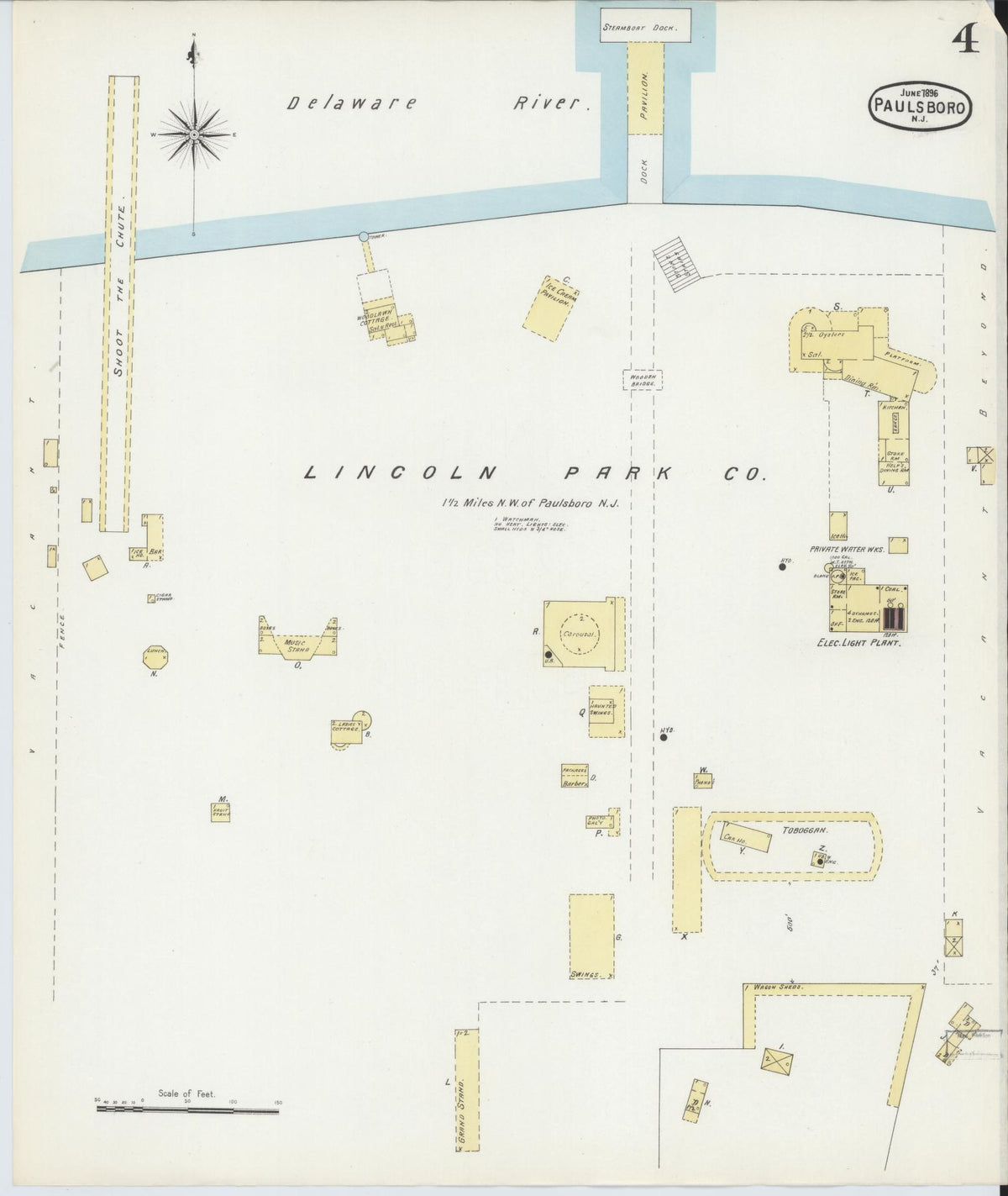 Sanborn Fire Insurance Map from Paulsboro, Gloucester County, New Jersey (1896), Sheet #0004 - Complete Map Set gallery image, historic Sanborn map, vintage wall art, New Jersey New Jersey