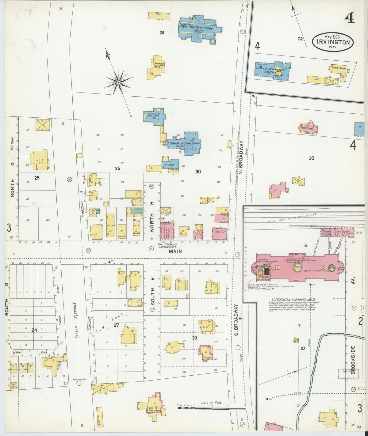Sanborn Fire Insurance Map from Irvington, Westchester County, New York (1905), Sheet #0004 - Complete Map Set gallery image, historic Sanborn map, vintage wall art, New York New York