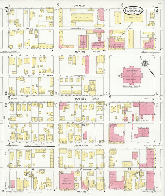 Sanborn Fire Insurance Map from Brownsville, Cameron County, Texas (1926), Sheet #0007 - Historic Sanborn Fire Insurance Map Print, vintage old map wall art, antique decor, genealogy gift, Texas Texas map
