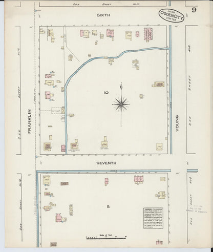 Sanborn Fire Insurance Map from Ogden, Weber County, Utah (1884), Sheet #0009 - Complete Map Set gallery image, historic Sanborn map, vintage wall art, Utah Utah
