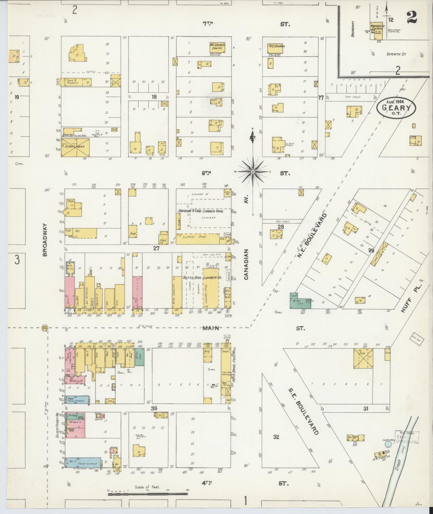 Sanborn Fire Insurance Map from Geary, Blaine County, Oklahoma (1904), Sheet #0002 - Complete Map Set gallery image, historic Sanborn map, vintage wall art, Oklahoma Oklahoma