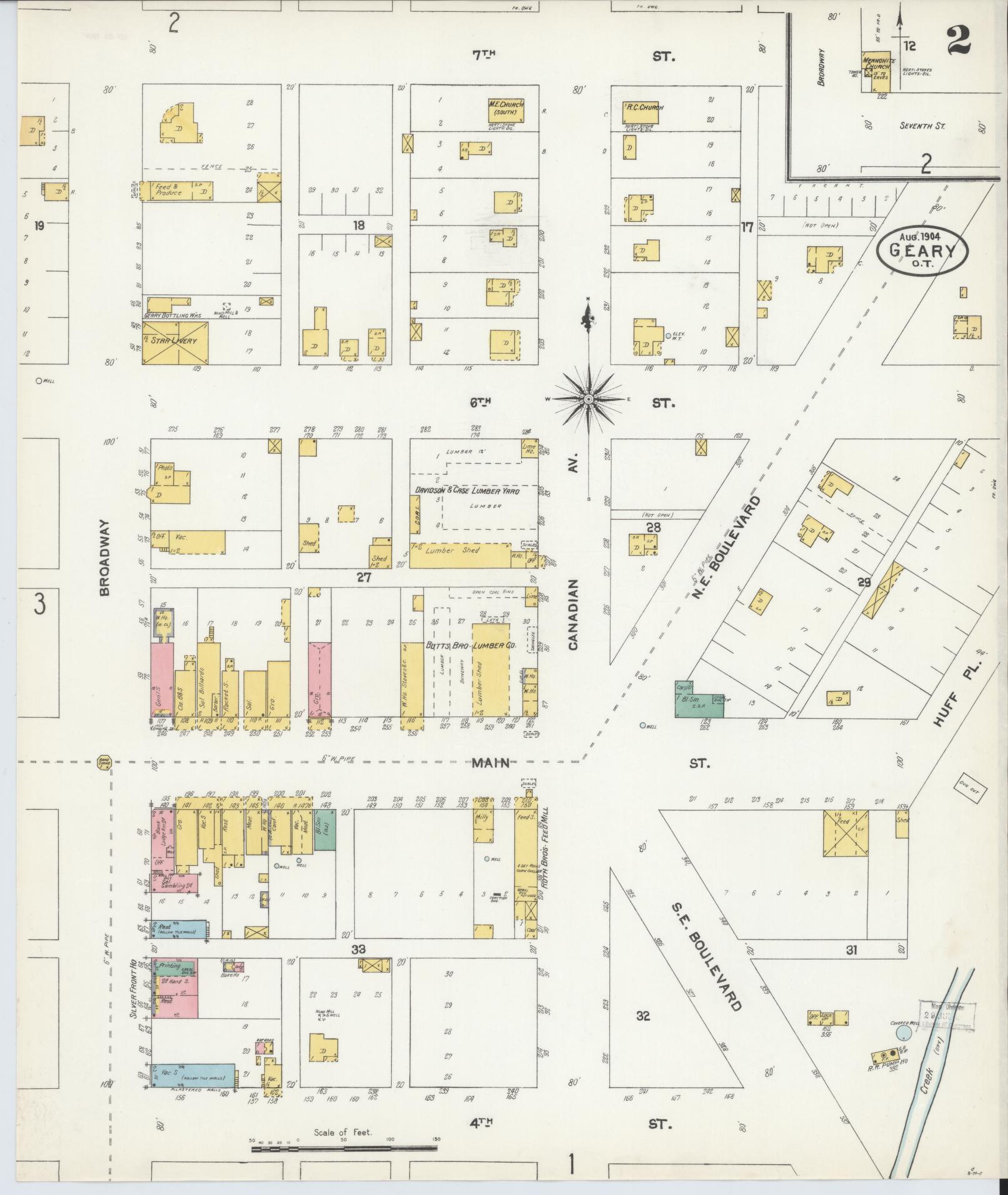 Sanborn Fire Insurance Map from Geary, Blaine County, Oklahoma (1904), Sheet #0002 - Complete Map Set gallery image, historic Sanborn map, vintage wall art, Oklahoma Oklahoma