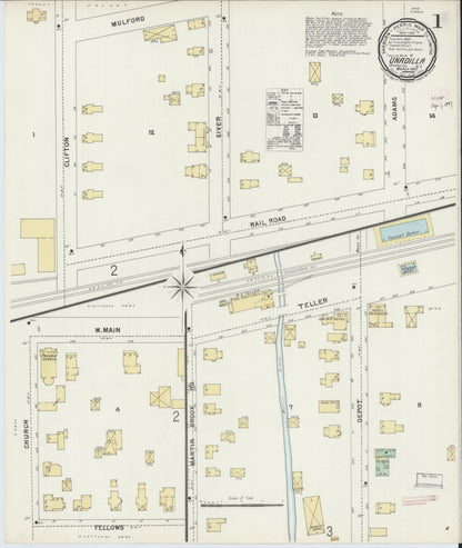 Sanborn Fire Insurance Map from Unadilla, Otsego County, New York (1897), Sheet #0001 - Complete Map Set gallery image, historic Sanborn map, vintage wall art, New York New York