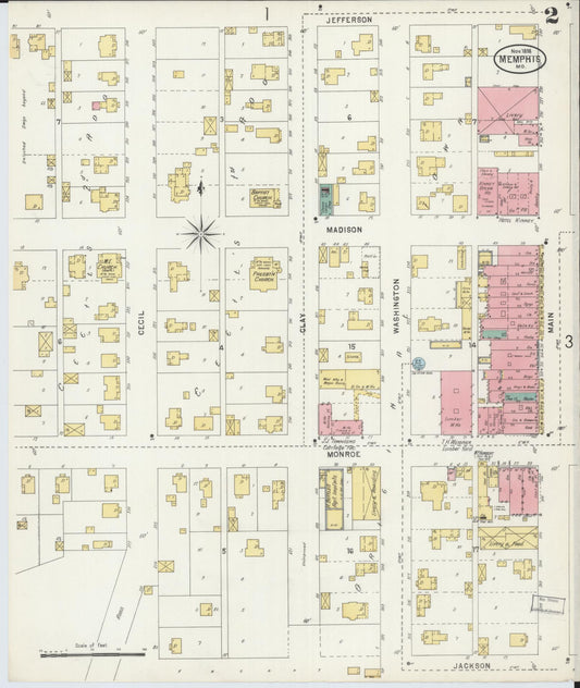 Sanborn Fire Insurance Map from Memphis, Scotland County, Missouri (1898), Sheet #0002 - Historic Sanborn Fire Insurance Map Print, vintage old map wall art, antique decor, genealogy gift, Missouri Missouri map