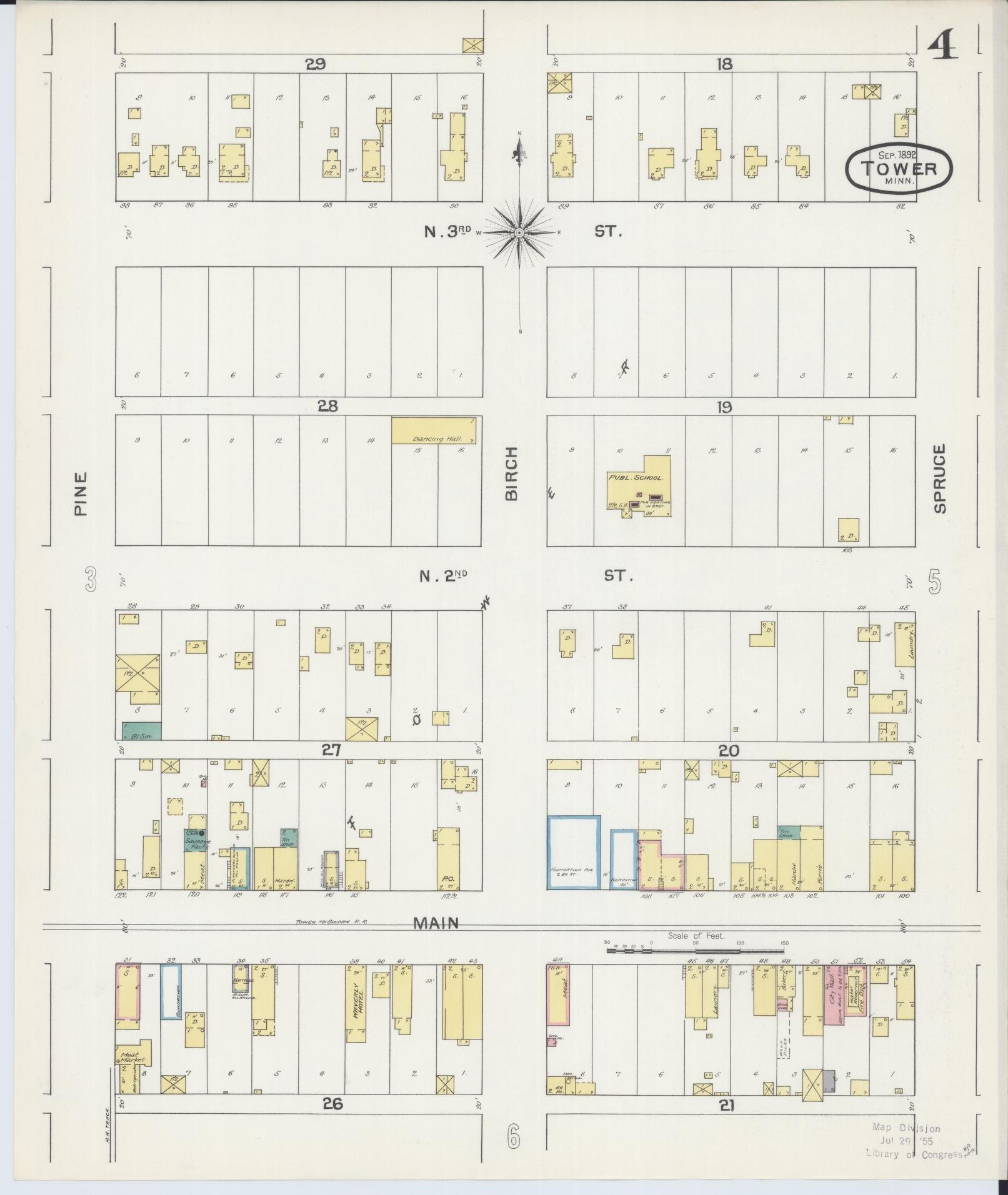 Sanborn Fire Insurance Map from Tower, Saint Louis County, Minnesota (1892), Sheet #0004 - Complete Map Set gallery image, historic Sanborn map, vintage wall art, Minnesota Minnesota