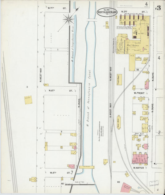 Sanborn Fire Insurance Map from Northumberland, Northumberland County, Pennsylvania (1901), Sheet #0003 - Historic Sanborn Fire Insurance Map Print, vintage old map wall art, antique decor, genealogy gift, Pennsylvania Pennsylvania map