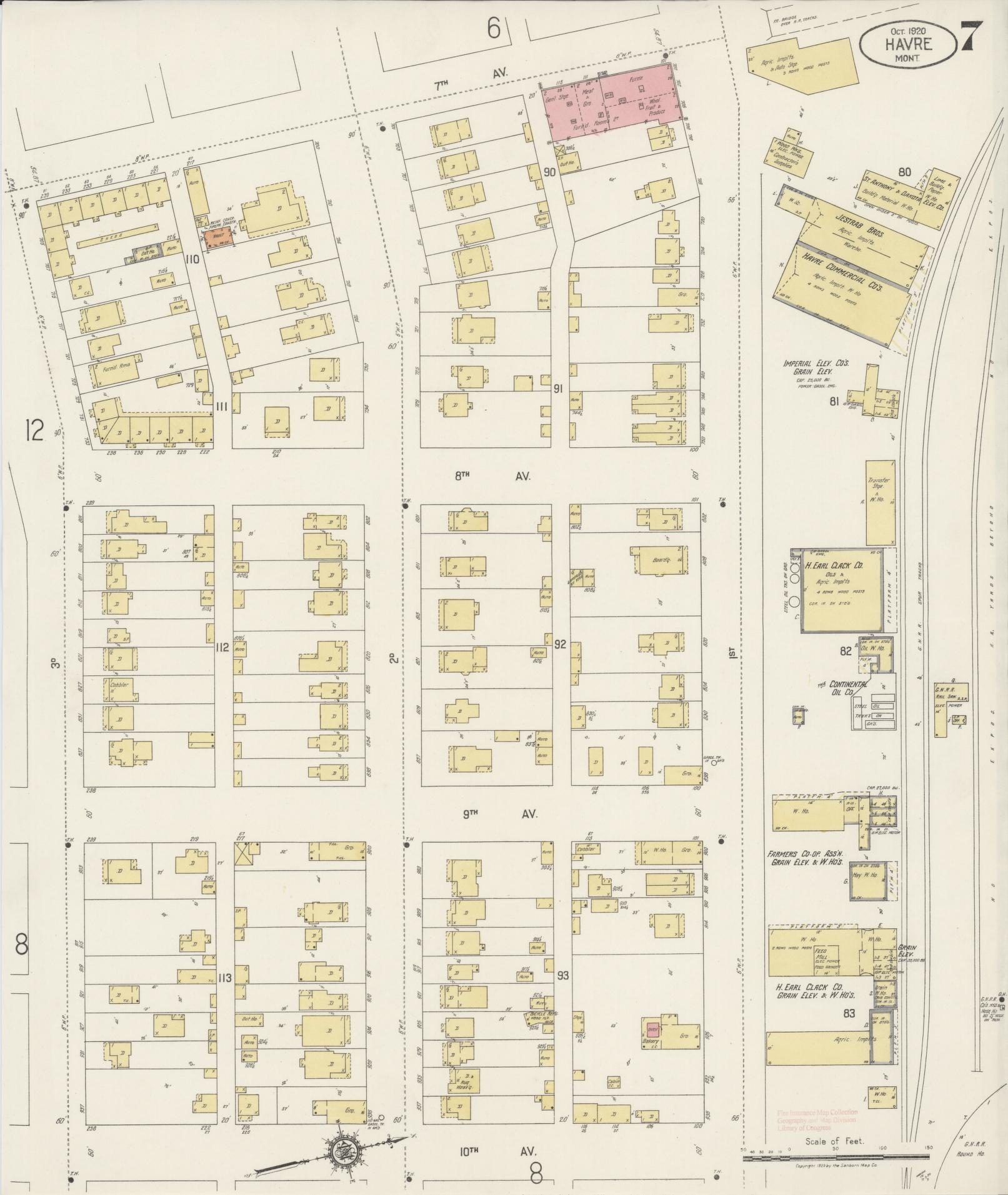 Sanborn Fire Insurance Map from Havre, Hill County, Montana (1920), Sheet #0007 - Historic Sanborn Fire Insurance Map Print, vintage old map wall art, antique decor, genealogy gift, Montana Montana map