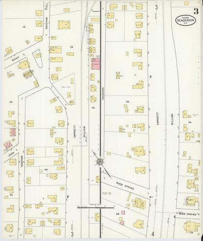 Sanborn Fire Insurance Map from Henderson, Vance County, North Carolina (1912), Sheet #0003 - Complete Map Set gallery image, historic Sanborn map, vintage wall art, North Carolina North Carolina