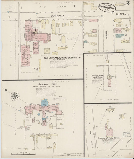 Sanborn Fire Insurance Map from Canandaigua, Ontario County, New York (1886), Sheet #0002 - Complete Map Set gallery image, historic Sanborn map, vintage wall art, New York New York