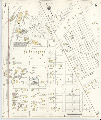Sanborn Fire Insurance Map from Cleveland, Liberty County, Texas (1939), Sheet #0006 - Complete Map Set gallery image, historic Sanborn map, vintage wall art, Texas Texas