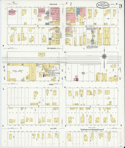 Sanborn Fire Insurance Map from Kentland, Newton County, Indiana (1910), Sheet #0003 - Complete Map Set gallery image, historic Sanborn map, vintage wall art, Indiana Indiana