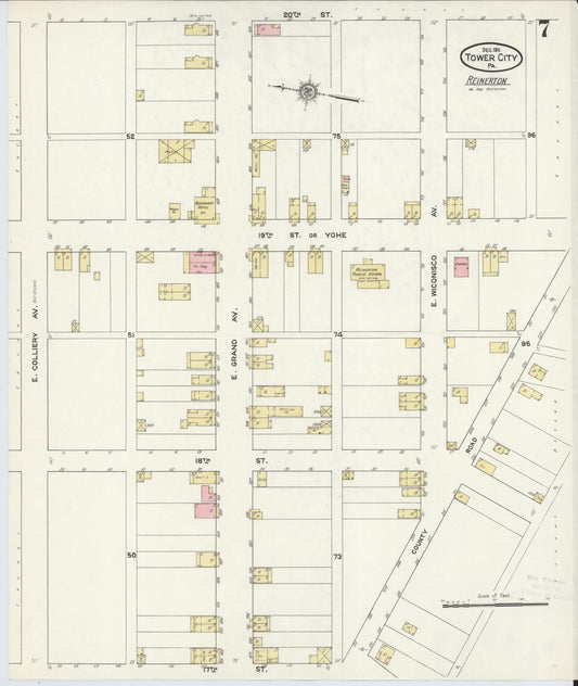 Sanborn Fire Insurance Map from Tower City, Schuylkill County, Pennsylvania (1911), Sheet #0007 - Historic Sanborn Fire Insurance Map Print, vintage old map wall art, antique decor, genealogy gift, Pennsylvania Pennsylvania map